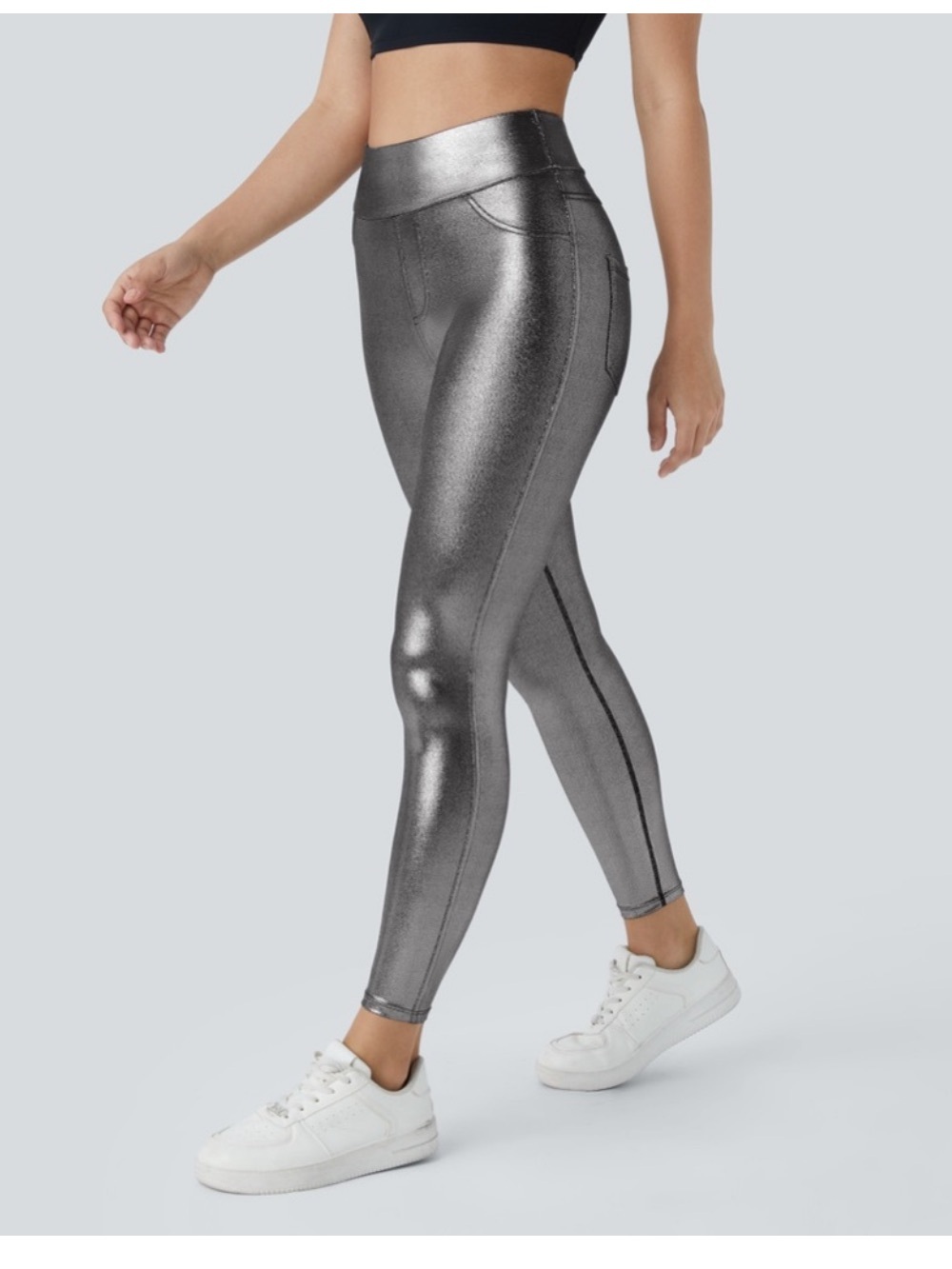 Halara SoftlyZero Silver Shiny Back Pocket Legging - NWT - Size XL